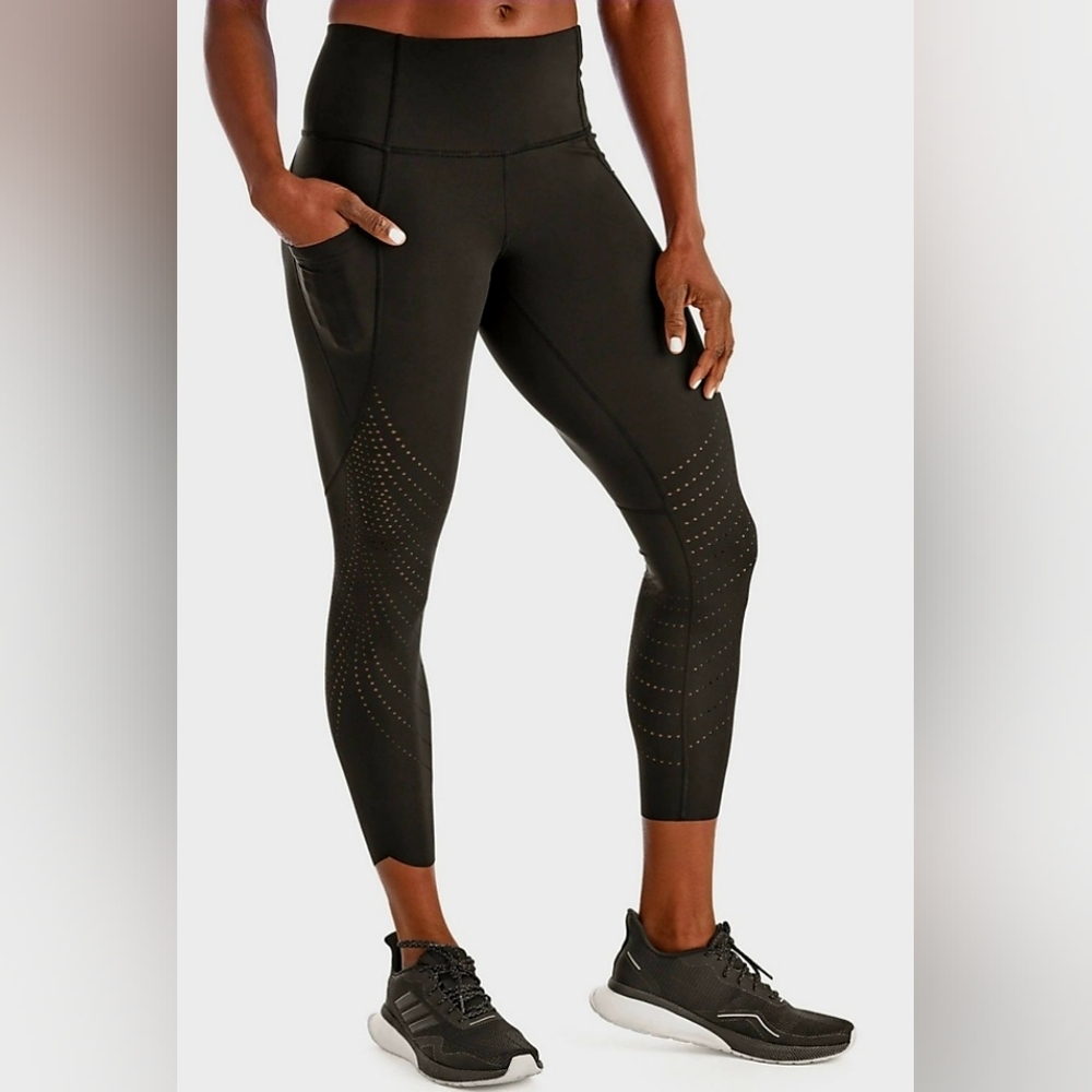 Member's Mark Ladies Active Perforated Pocket Legging Quantity 3 Black